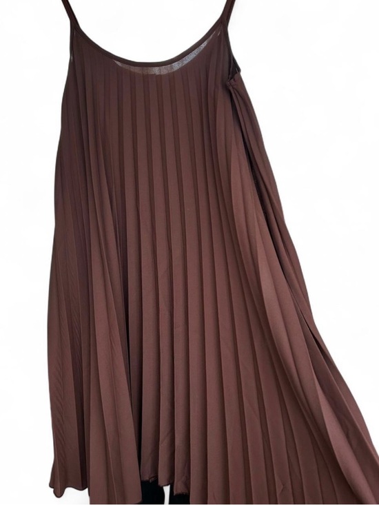 See You Monday Brown Pleated Midi Slip Dress - Picture 3 of 5